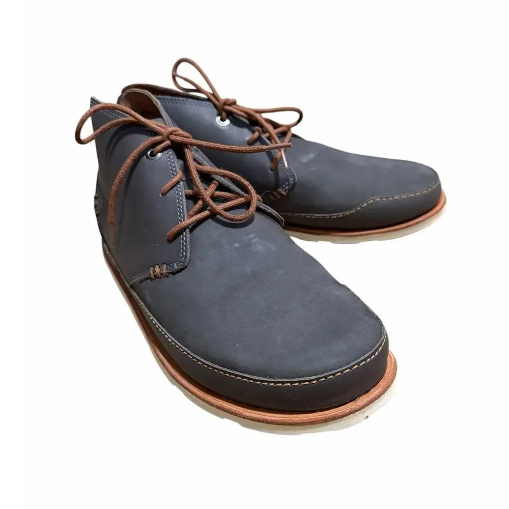 Chaco Mens Leather Thompson Chukka Hiking Boot Shoe Dark Gull Gray NEW Size 9